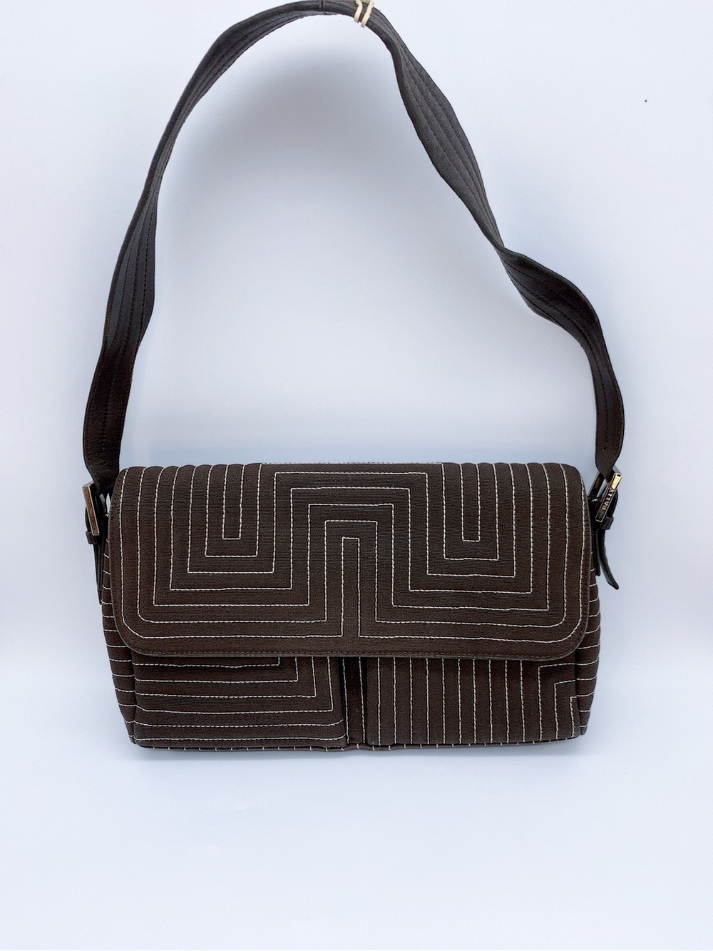 Vintage Bally Quilted Canvas and Leather Shoulder Bag